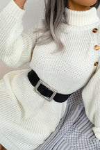 Long Sleeve Button Knit Sweater Dress image 8