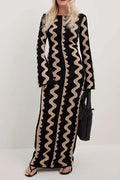 Striped Contrast Slim Knit Sweater Dress image 5