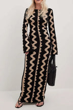 Striped Contrast Slim Knit Sweater Dress image 5