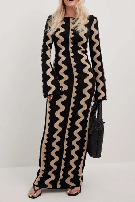 Striped Contrast Slim Knit Sweater Dress image 5