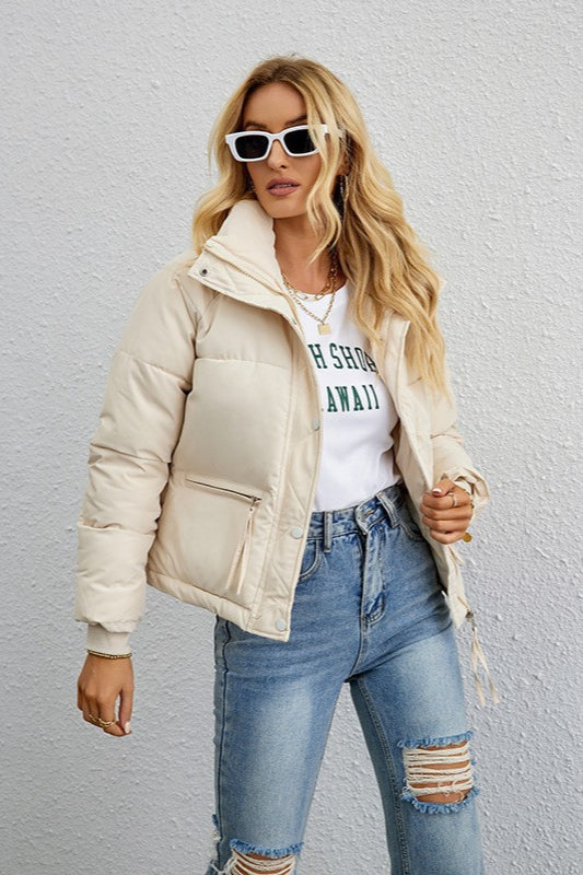 Short Stand Collar Puffer Coat image 6