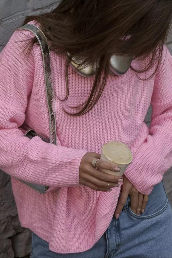 Solid Knit Crewneck Pullover Sweater image 20