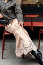 Elegant Lace Trim A Line Skirt image 6