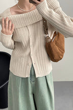 Soft Off-Shoulder Loose Irregular Knit Top image 3