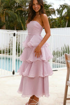 Fashion Strapless Backless Ruffle Tiered Midi Dress image 18