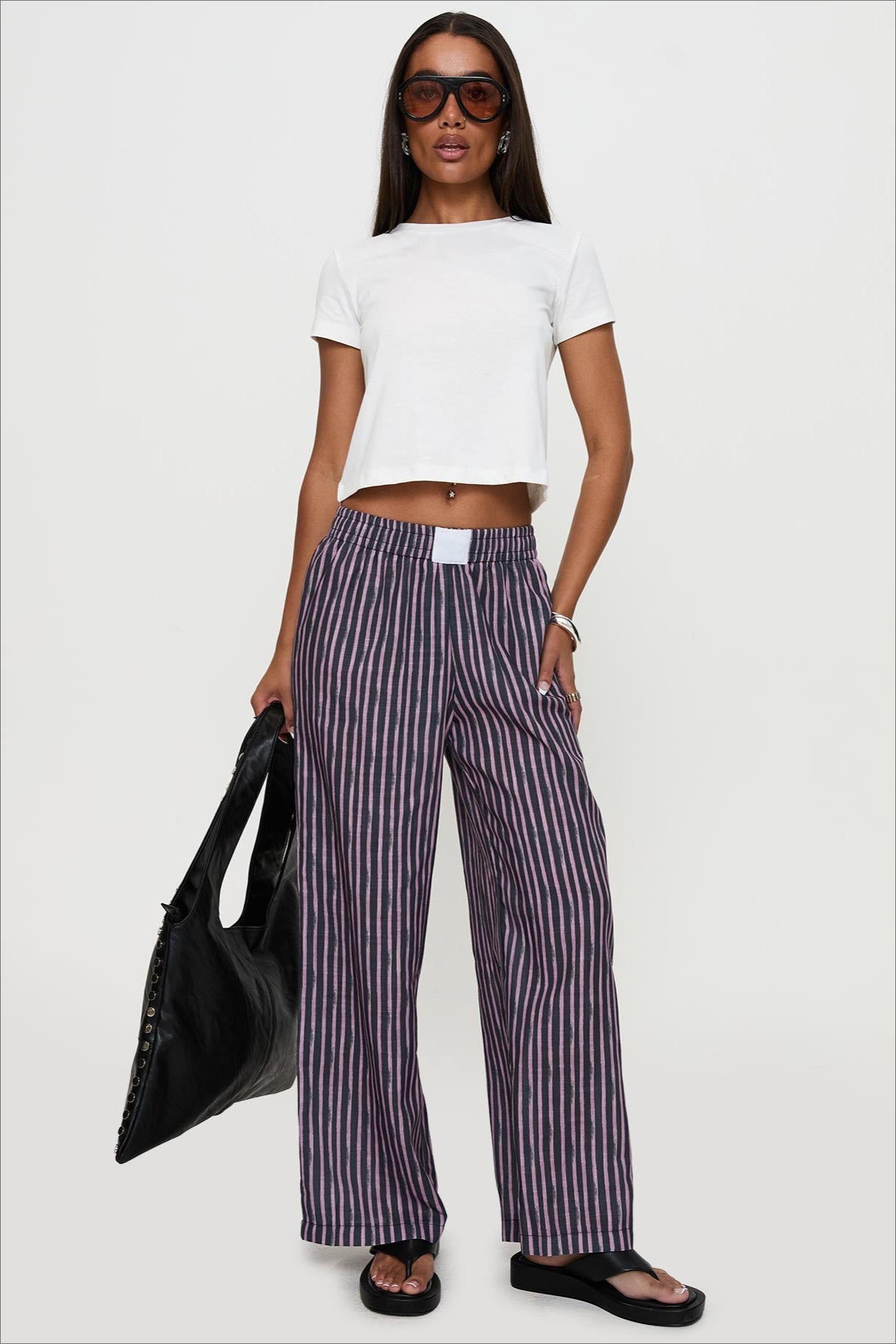 Colorblock Striped Wide-Leg Relaxed Pants image 12