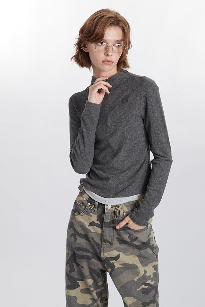 Mock Two-Piece Half-Zip Knit Top image 6