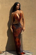 Elegant Cutout Leopard Vacation Maxi Dress image 1