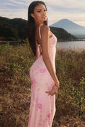 Sexy Backless Slim Tie Waist Floral Dress image 1