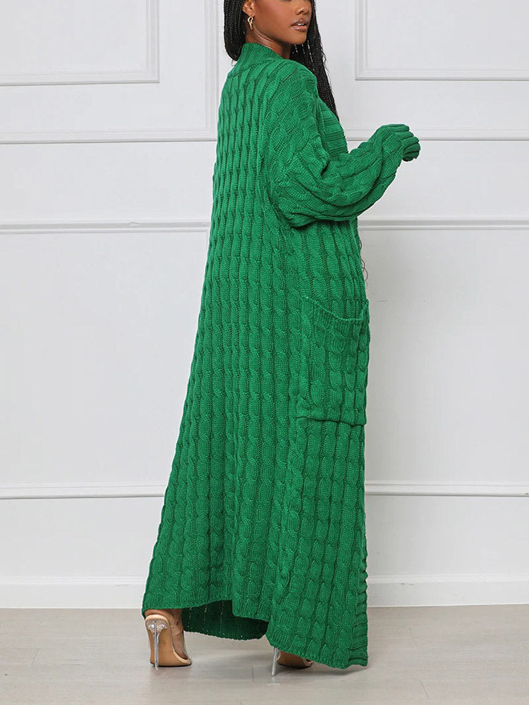 Knitted Solid Graceful Open Front Cardigan image 4