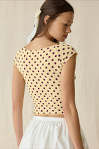 Cropped Fitted Retro Polka Dot T‑shirt image 5