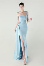 Satin Spaghetti Strap Mermaid Party Dress image 8