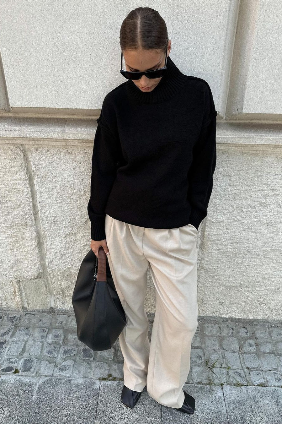 High Neck Patchwork Knit Sweater image 11