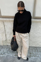 High Neck Patchwork Knit Sweater image 11