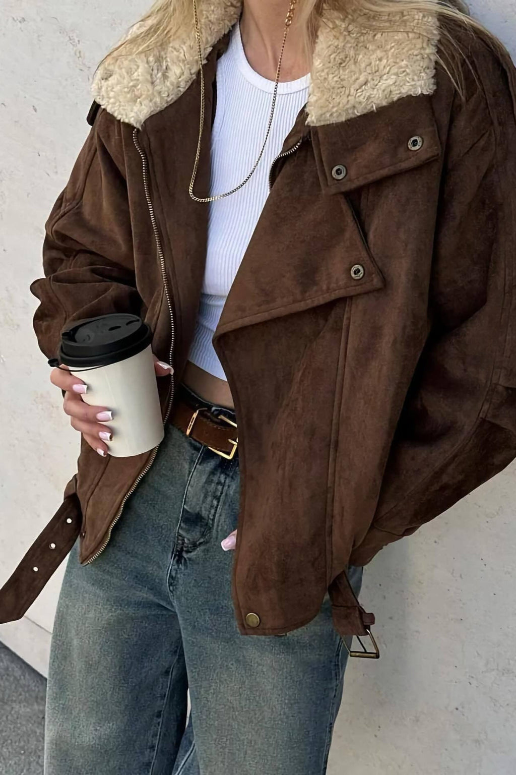 Casual Brown Oversized Jacket image 3