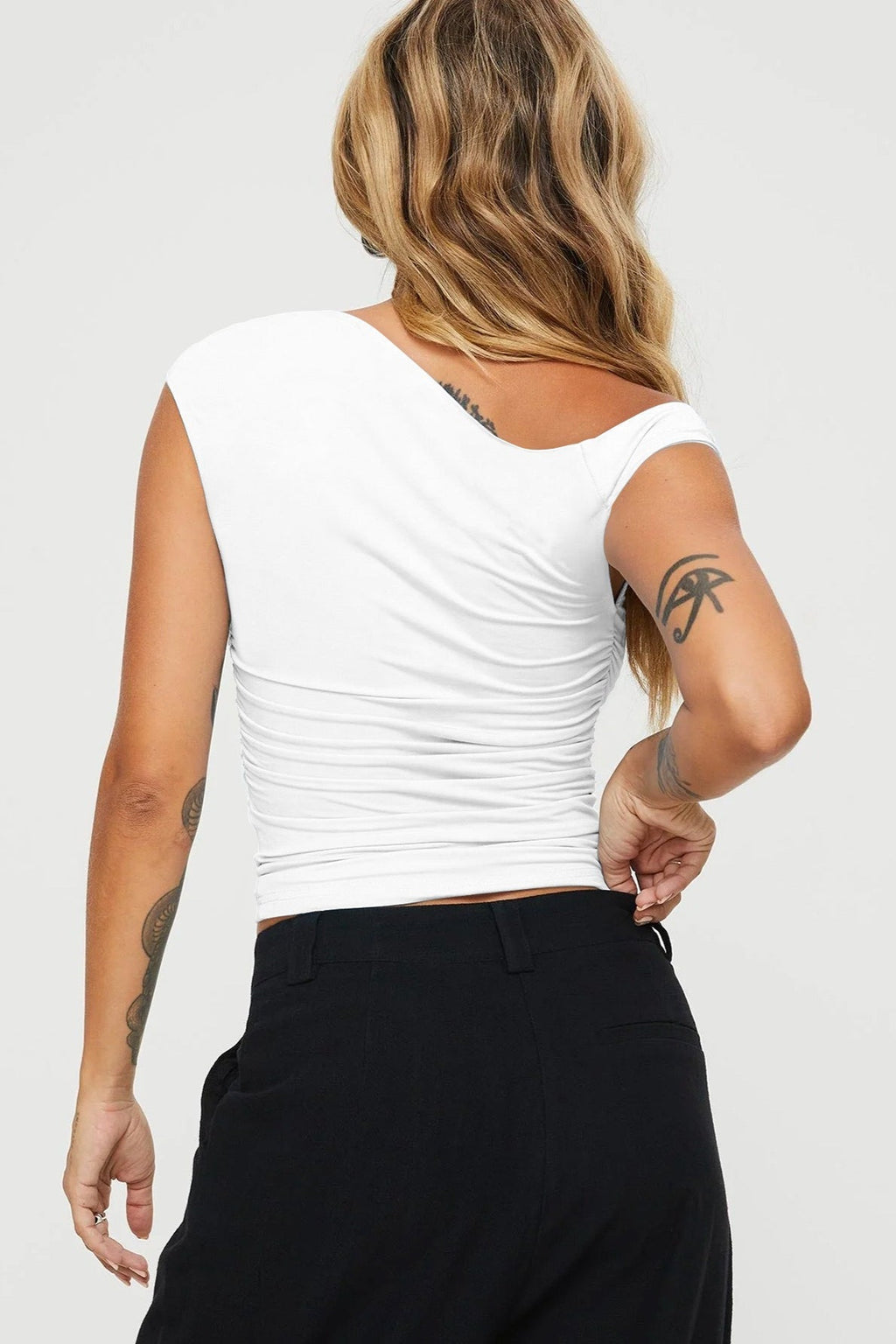 Asym Neck Ruched Slim Blouse image 6