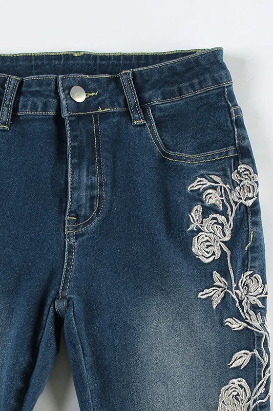 Vintage Plant Embroidered Bootcut Jeans image 18