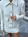 Solid Jacket Cropped Mini Skirt Office Two Piece Set image 1