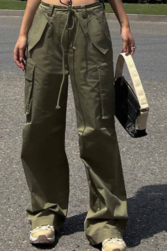 High Waist Slim Fit Straight Leg Cargo Pant image 2