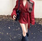 Red Medium Long Trench Coat image 1
