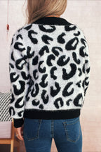 Cropped Animal Print Knit Cardigan image 2
