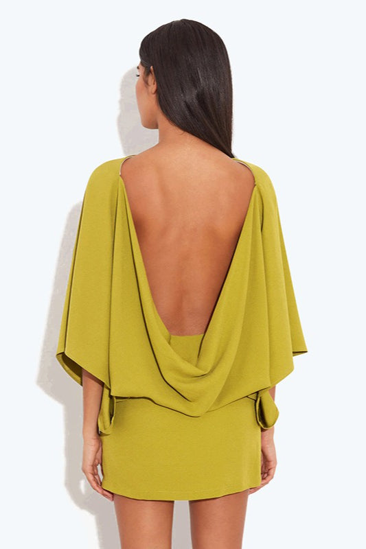 Chic Back Deep V Cowl Neck Loose Mini Dress image 5