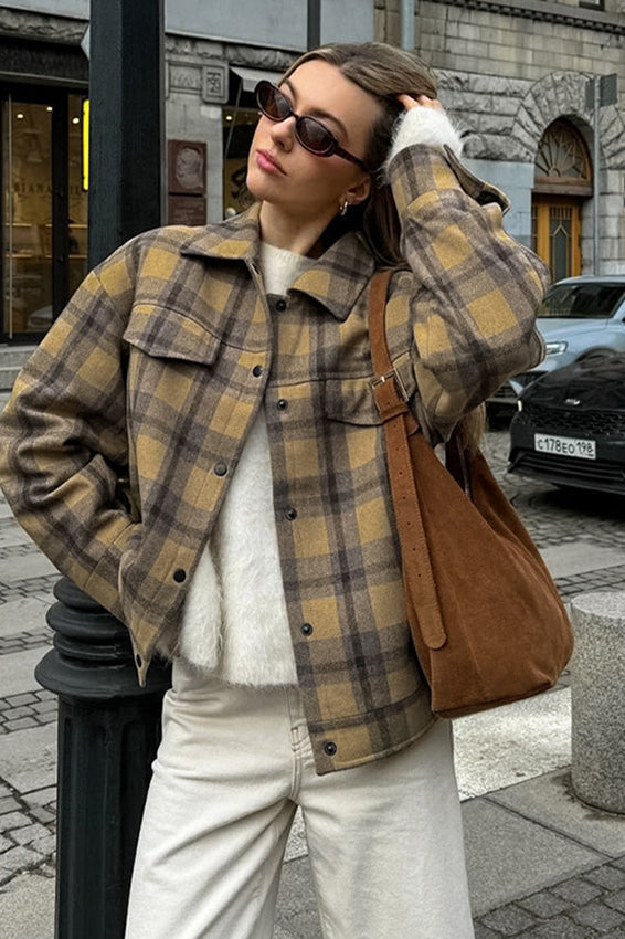 Vintage Loose Plaid Wool Coat image 1