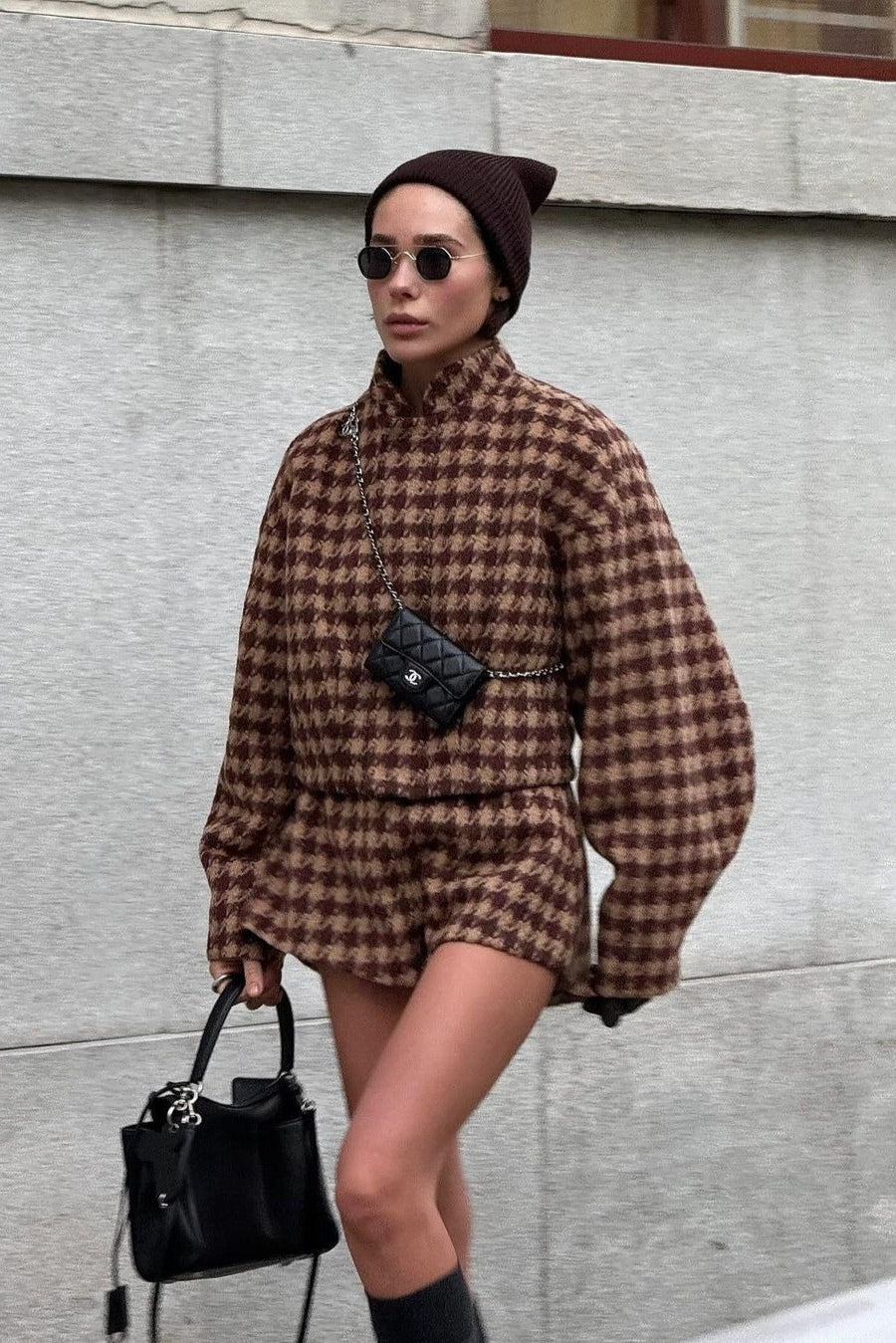 Vintage Houndstooth Zip Jacket and Shorts Two Piece Set image 4