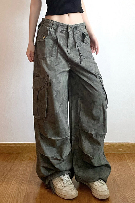Vintage Camo Wide-Leg Cargo Pant image 1