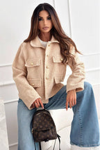 Lapel Button Sherpa Long Sleeve Coat image 1