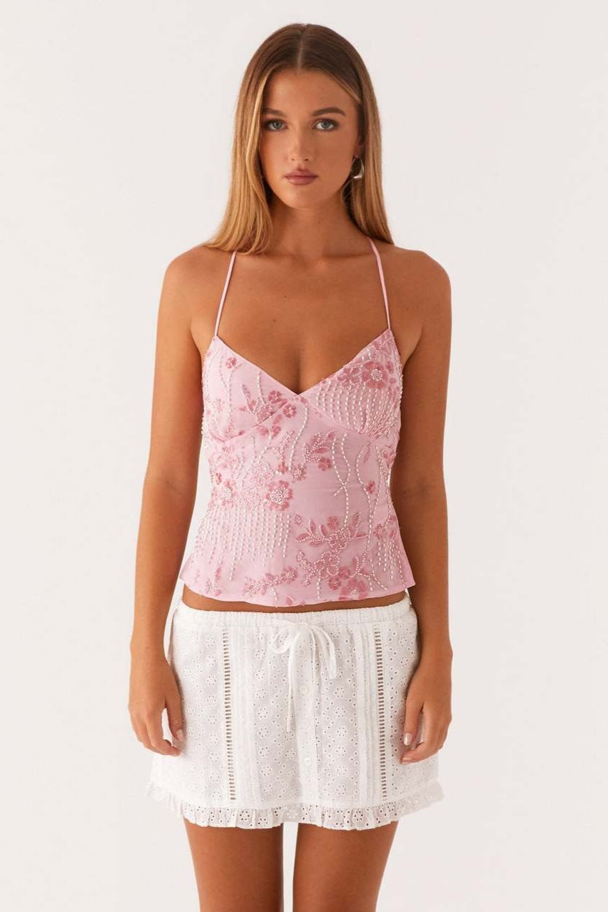 Beaded Exquisite Heavy Work One-Piece Cami Top image 8