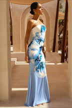 Sexy Bandeau Mermaid Floral Print Maxi Dress image 12