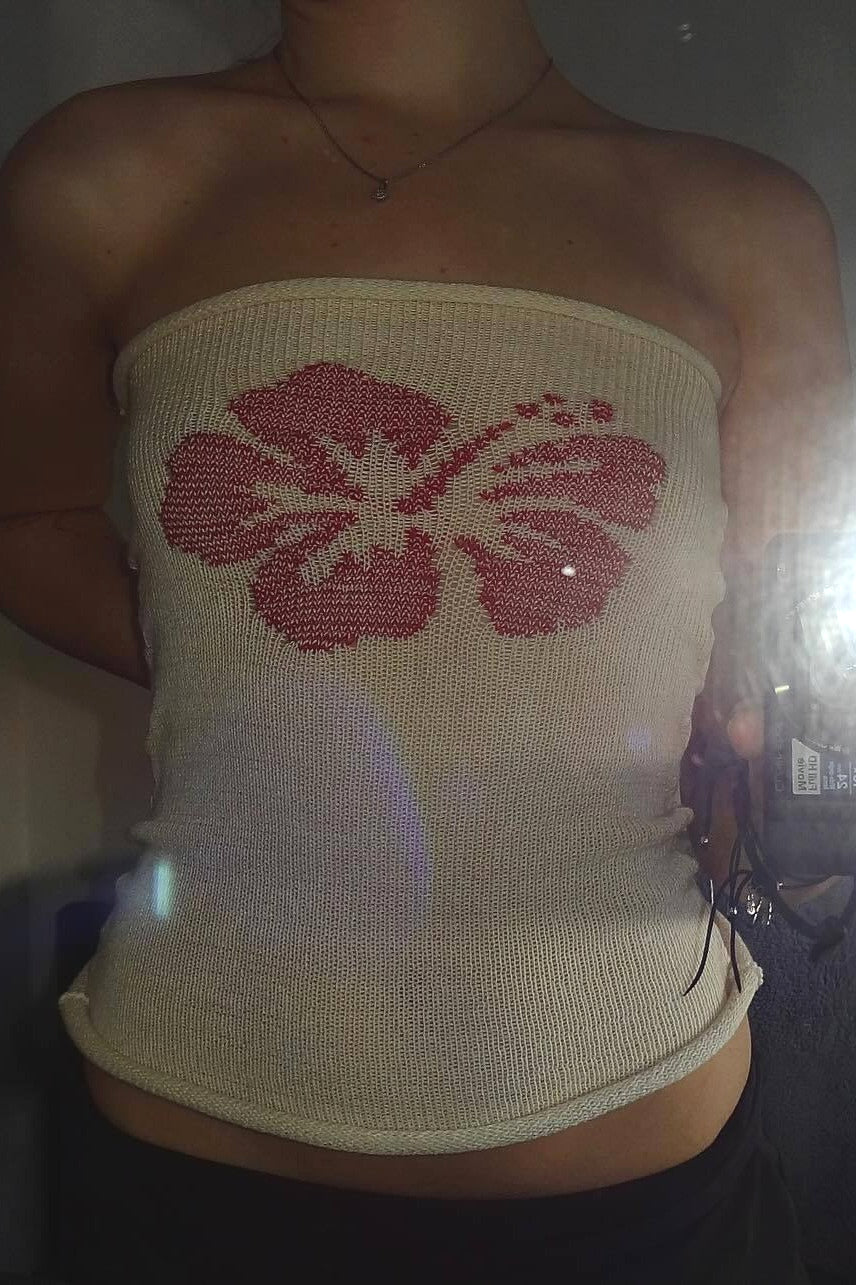 Jacquard Floral Tube Knit Blouse image 3