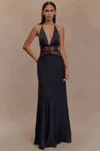 Lace Patchwork Backless Halter Boho Dress image 24