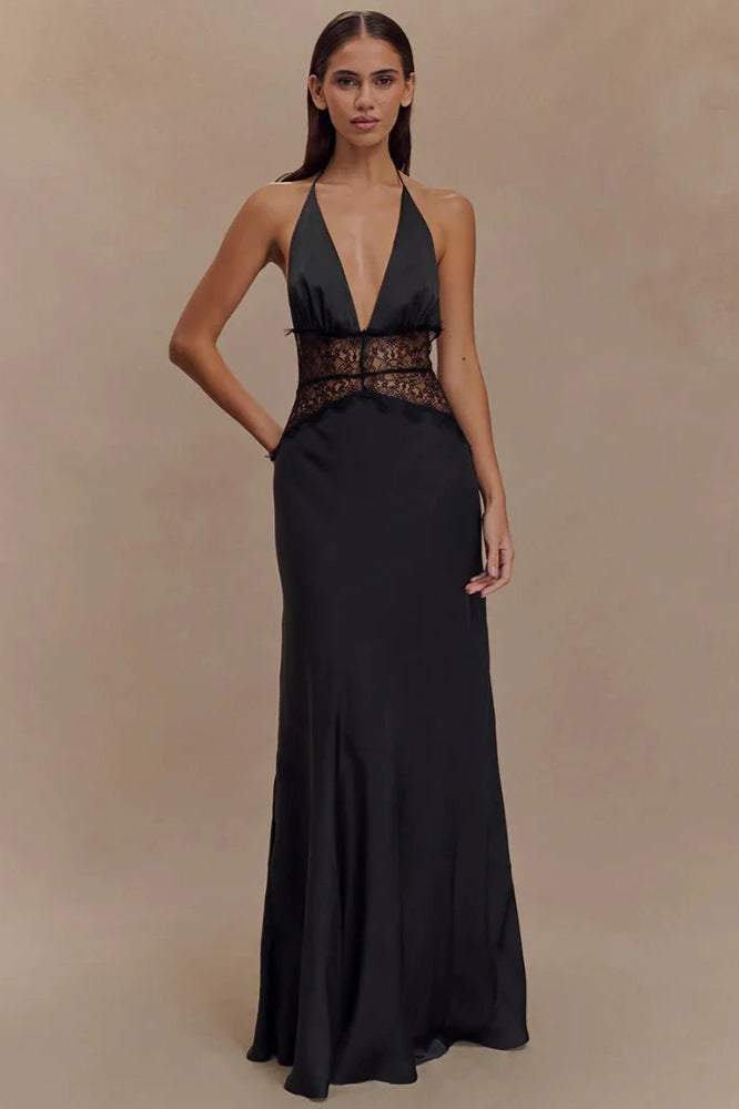 Lace Patchwork Backless Halter Boho Dress image 5