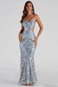 Elegant Deep V Neck Beaded Formal Dress image 1