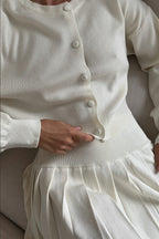 Ruffled Short Knit Cardigan Mini Skirt Two Piece Set image 4