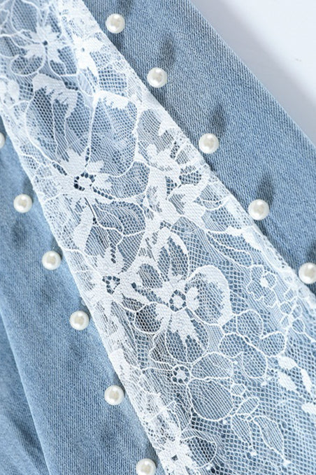 Beaded Lace Tencel Flare Jeans image 7