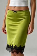 Elegant Lace Splice Satin Bow Skirt image 2