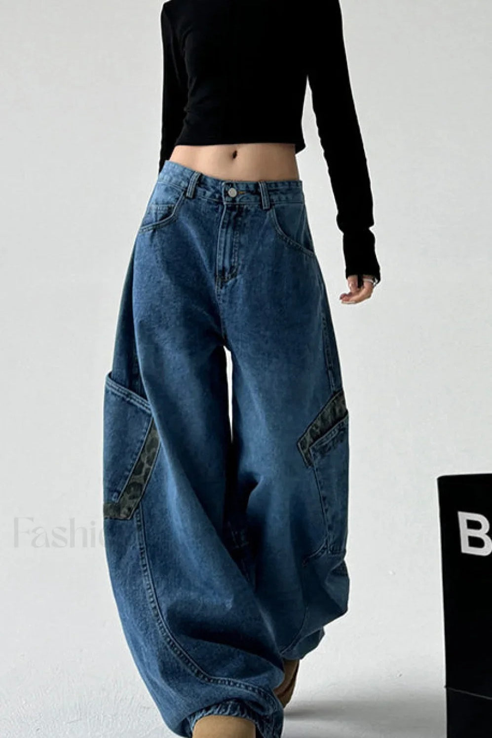 Leopard Spliced Vintage Wide Leg Jeans image 11