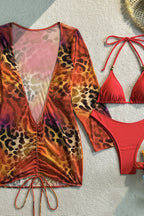 Sexy Red Leopard Three Piece Swim Set image 4