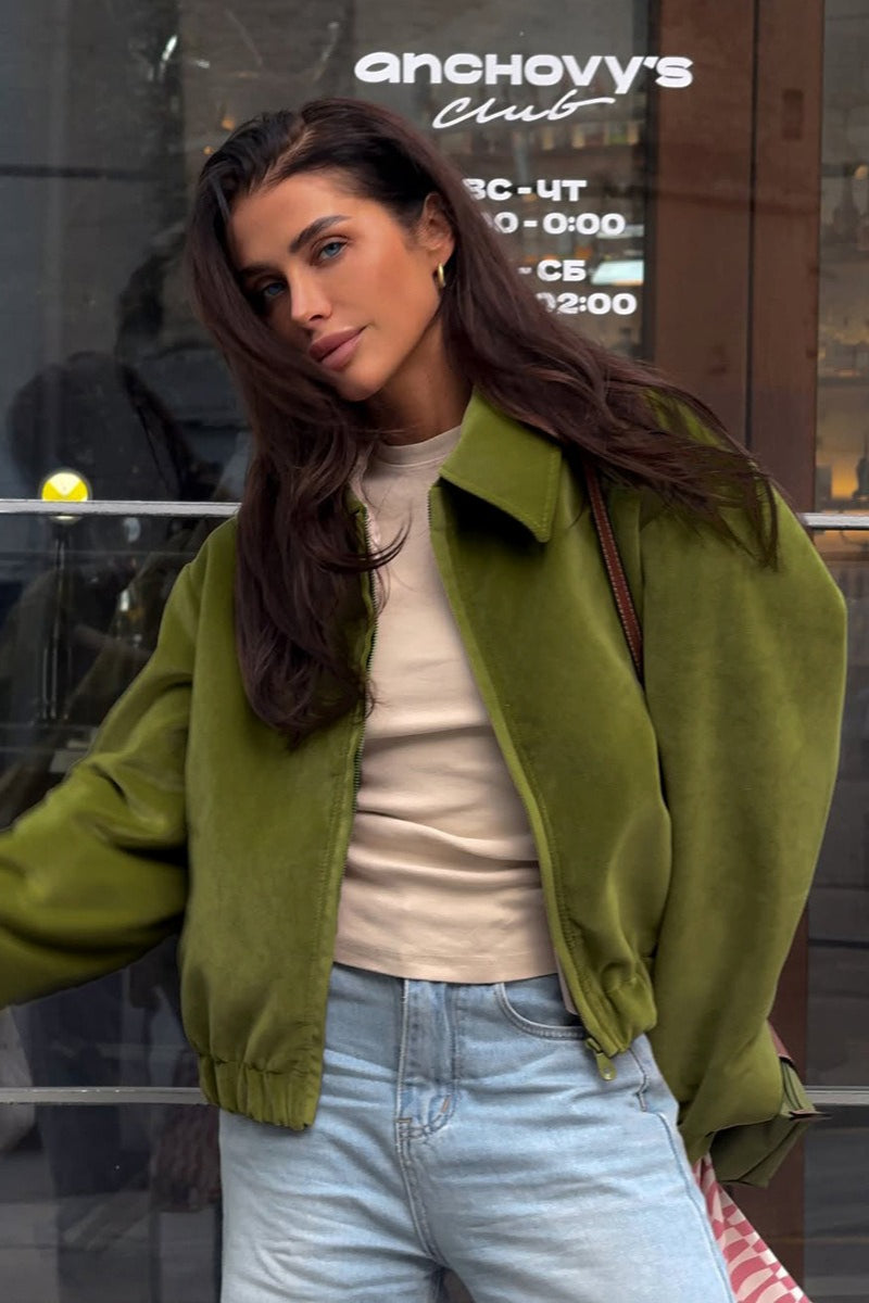 Oversized Velvet Baseball Style Jacket image 2