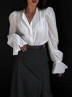 Jacquard Puff Sleeve Blouse image 1