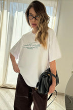 Minimalist Casual Cotton Letter Print Short Sleeve T-shirt image 16