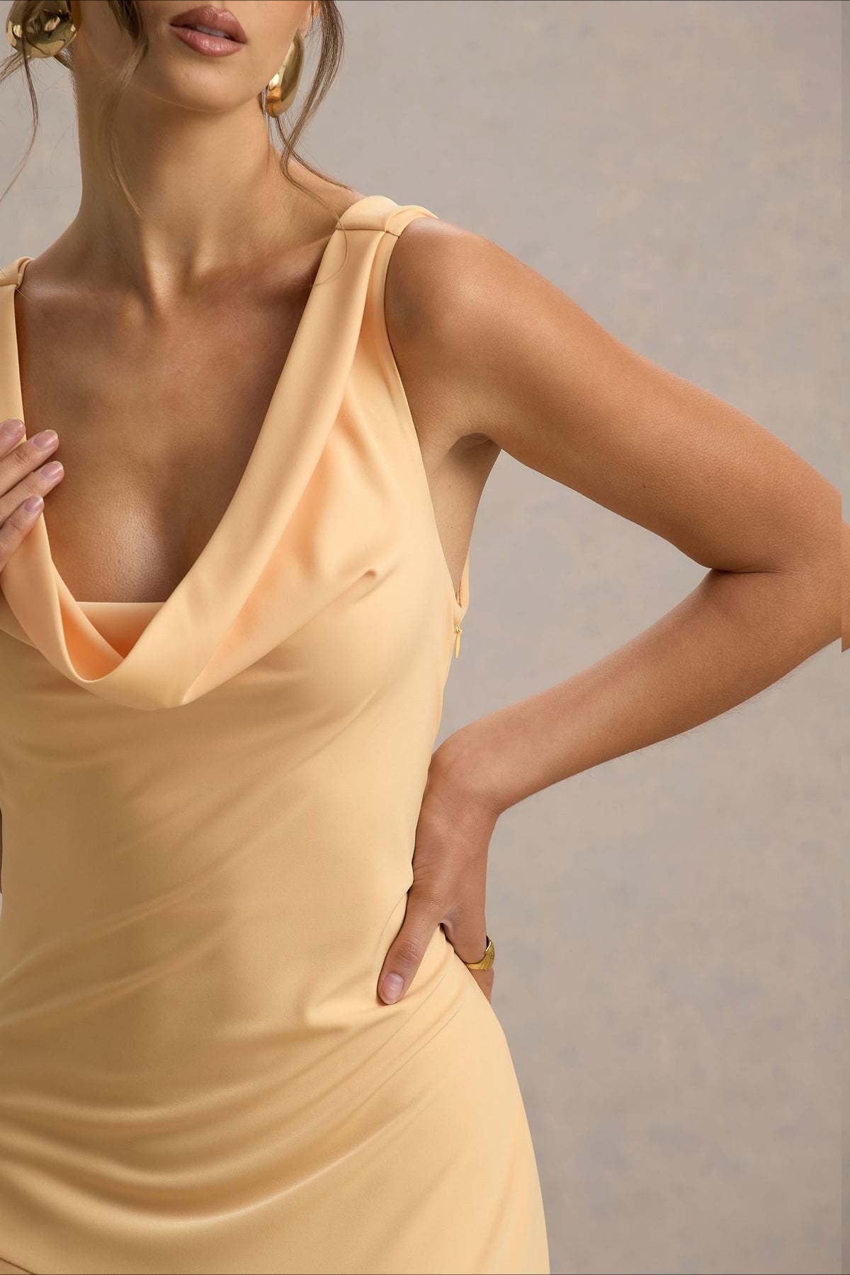 Satin Bodycon Backless Fish Maxi Dress image 14