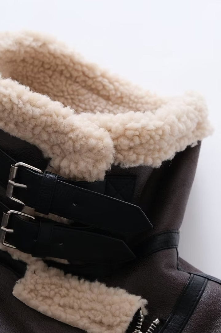 Multi-Zip Faux Shearling Longline Jacket image 10