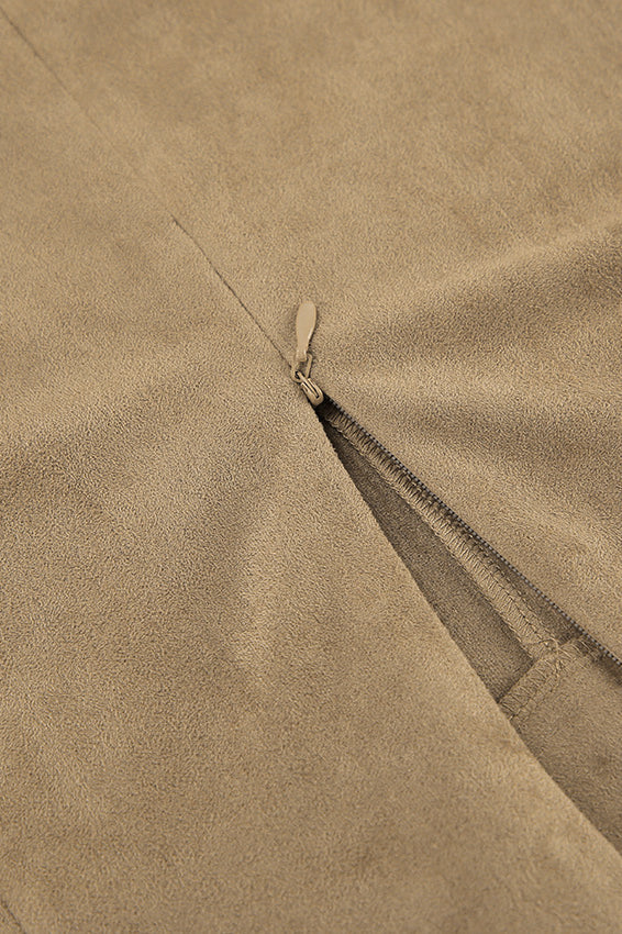 French Minimalist High-Waisted Solid Color Midi Skirt image 4