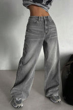 Concrete Grey Straight Leg High Waist Jeans image 4