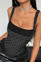 Polka Dot Boned Corset Tie Cami Top image 2