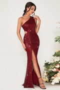 One Shoulder Sequin Split Party Dress image 5